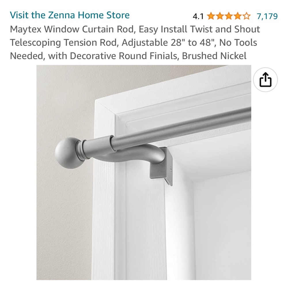 Window curtain rod - brushed nickel